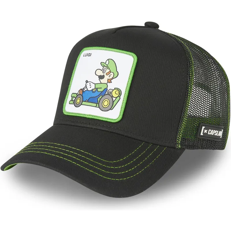 cepur-izliekta-truckeris-melns-snapback-kart-lui1-bros-luigi-super-mario-bros-no-capslab