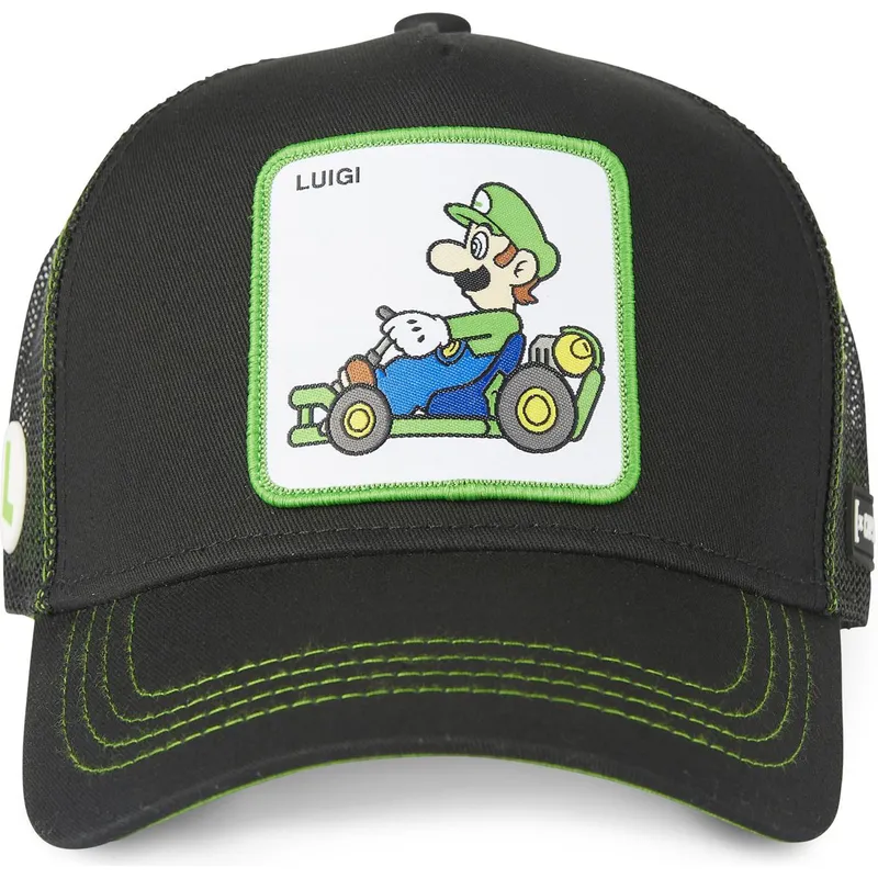 cepur-izliekta-truckeris-melns-snapback-kart-lui1-bros-luigi-super-mario-bros-no-capslab