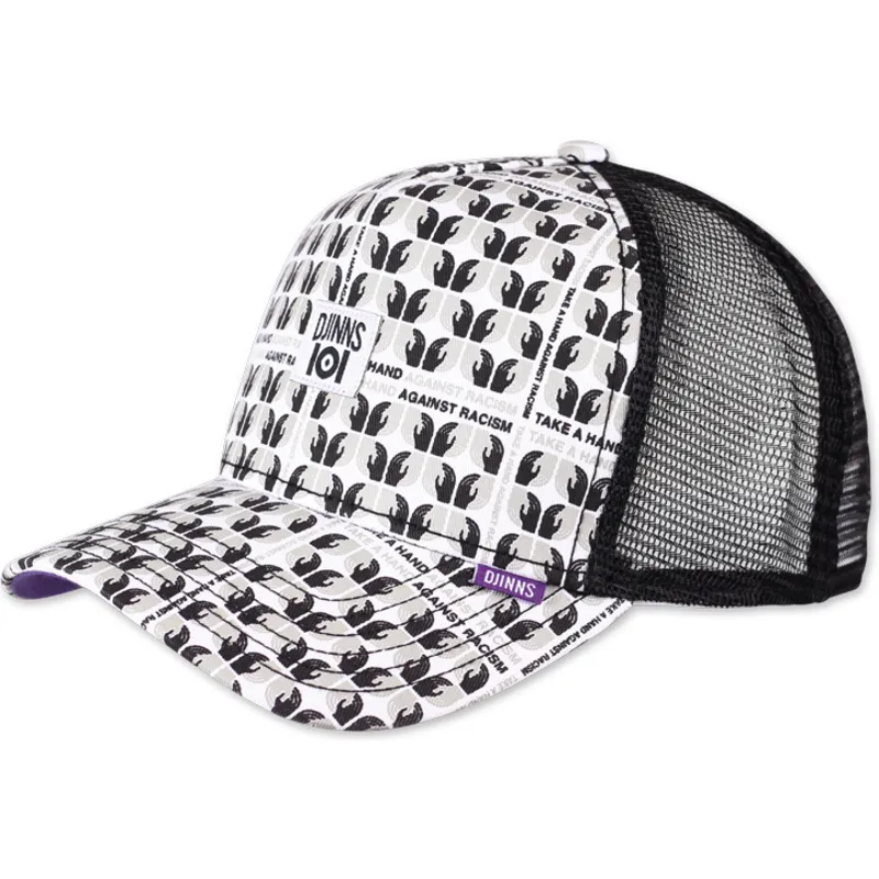 cepur-izliekta-truckeris-balts-snapback-take-a-hand-against-racism-hft-ioi-no-djinns