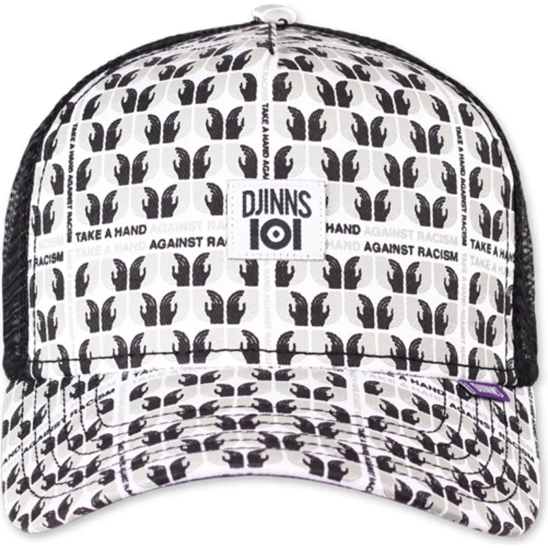 cepur-izliekta-truckeris-balts-snapback-take-a-hand-against-racism-hft-ioi-no-djinns