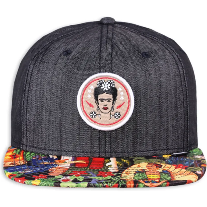 cepur-plakana-melns-snapback-frida-kahlo-linen-rev-no-djinns