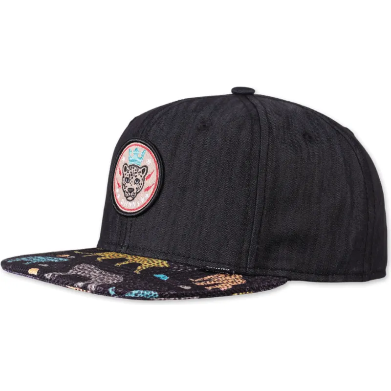 cepur-plakana-melns-snapback-gepard-linen-rev-no-djinns