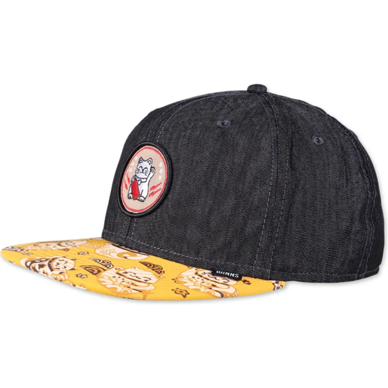 cepur-plakana-melns-snapback-lucky-cat-linen-rev-no-djinns