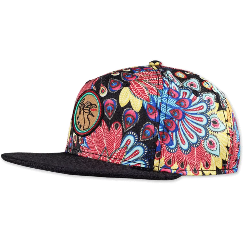 mehrfarbige-flatcap-snapback-peacock-linen-von-djinns