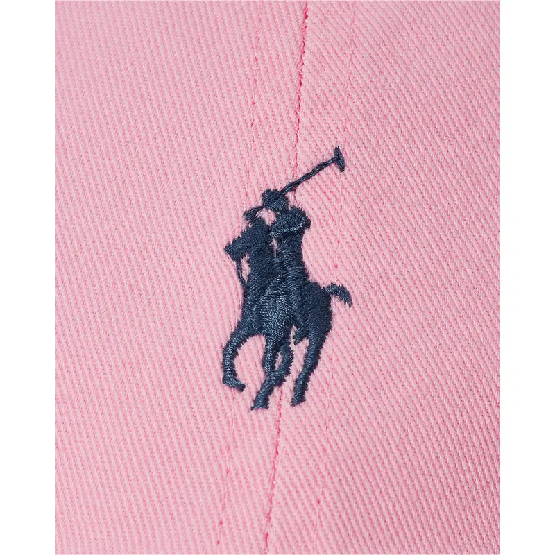justerbar-rosa-keps-med-bojd-skarm-och-bla-cotton-chino-classic-sport-logotyp-fran-polo-ralph-lauren