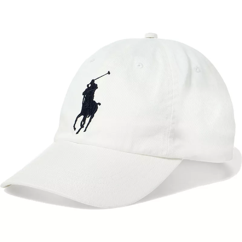 polo-ralph-lauren-curved-brim-black-logo-big-pony-chino-classic-sport-white-adjustable-cap