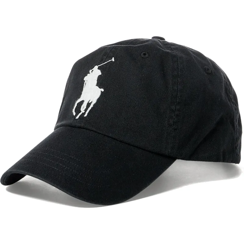 schwarze-gebogene-verstellbare-kappe-mit-weissem-big-pony-logo-chino-classic-sport-von-polo-ralph-lauren