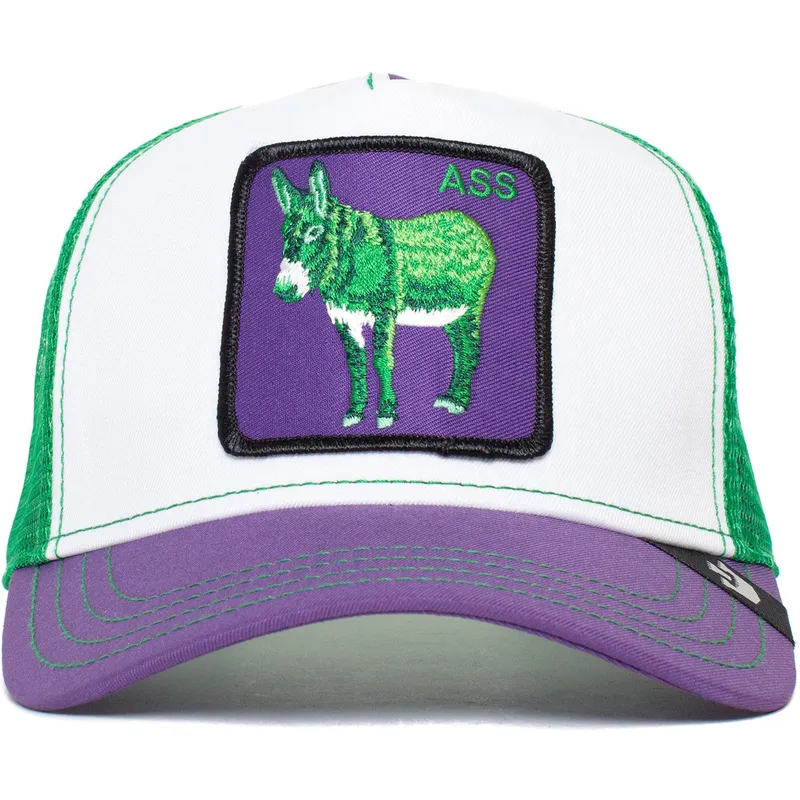 cepur-izliekta-truckeris-daudzkrasains-snapback-ass-donkey-trip-the-farm-no-goorin-bros