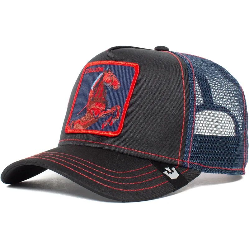 cepur-izliekta-truckeris-melns-snapback-stallion-trip-the-farm-no-goorin-bros