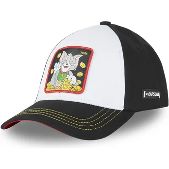 Gorra curva blanca y negra snapback Tom T12 Looney Tunes de Capslab