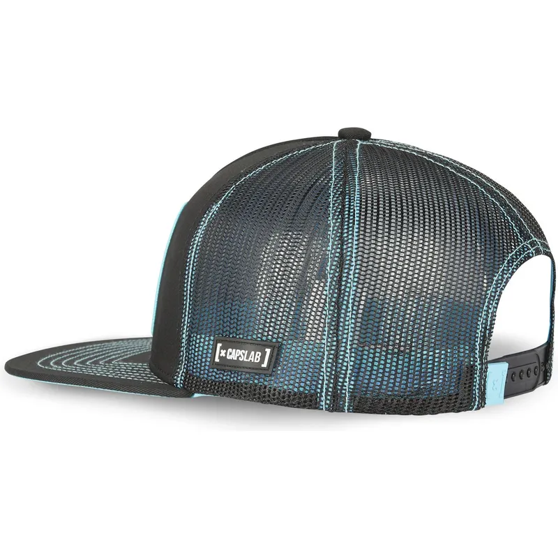 schwarze-und-blaue-trucker-flatcap-son-goku-super-saiyan-blue-sa1-dragon-ball-von-capslab