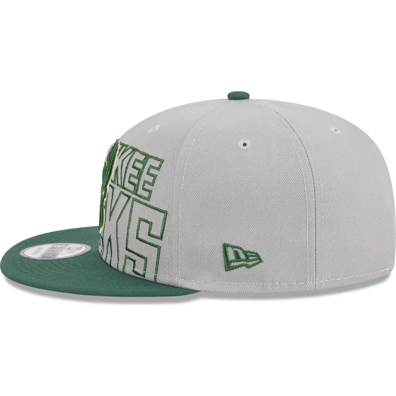 graue-und-grune-flatcap-snapback-9fifty-draft-edition-2023-der-milwaukee-bucks-nba-von-new-era