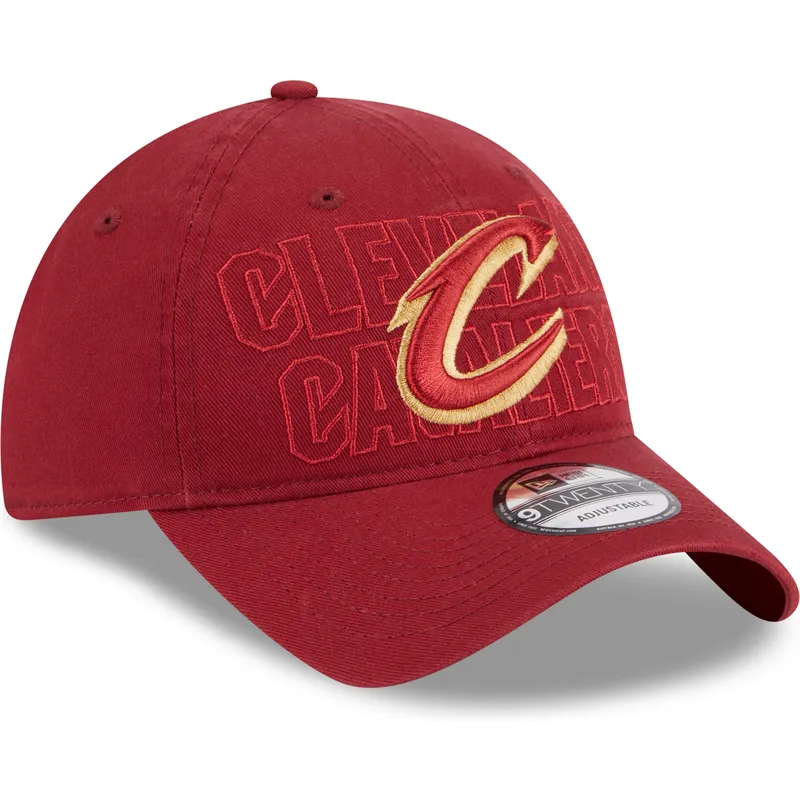 cepur-izliekta-sarkans-regulejama-lente-9twenty-draft-edition-2023-no-cleveland-cavaliers-nba-no-new-era