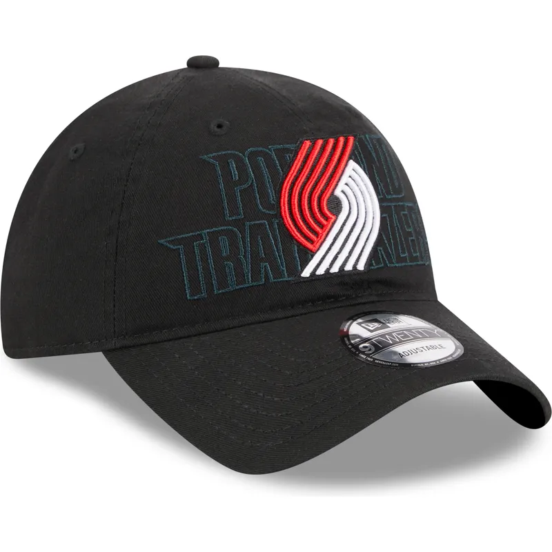 cepur-izliekta-melns-regulejama-lente-9twenty-draft-edition-2023-no-portland-trail-blazers-nba-no-new-era