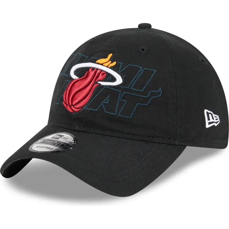 cepur-izliekta-melns-regulejama-lente-9twenty-draft-edition-2023-no-miami-heat-nba-no-new-era