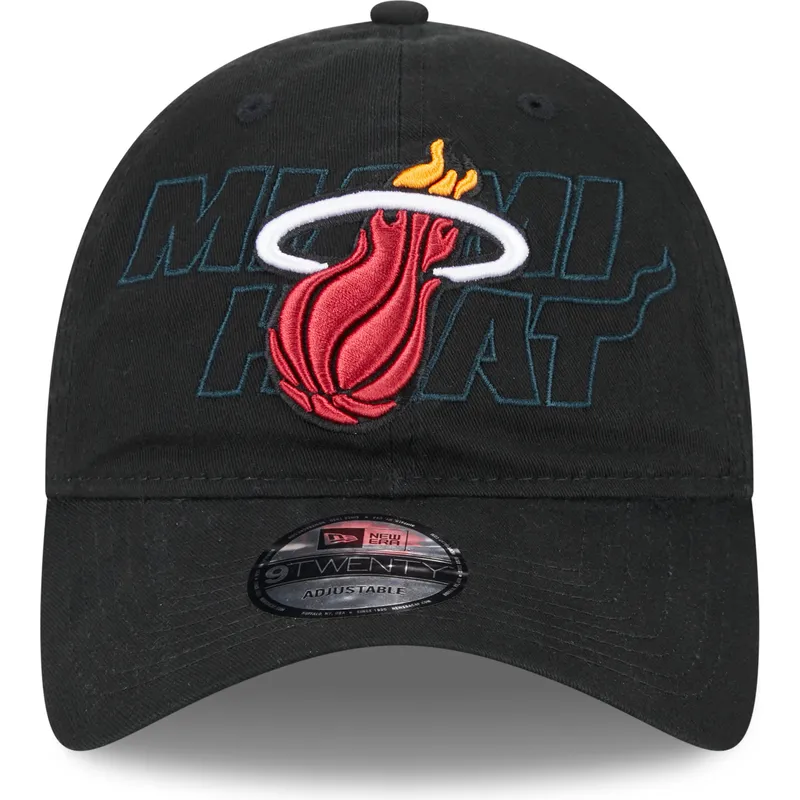 cepur-izliekta-melns-regulejama-lente-9twenty-draft-edition-2023-no-miami-heat-nba-no-new-era