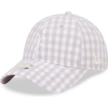 Ljuslila böjd justerbar keps för dam 9TWENTY Gingham från New York Yankees MLB av New Era