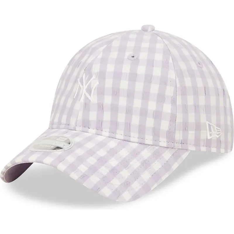 ljuslila-bojd-justerbar-keps-for-dam-9twenty-gingham-fran-new-york-yankees-mlb-av-new-era