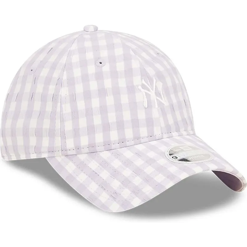 ljuslila-bojd-justerbar-keps-for-dam-9twenty-gingham-fran-new-york-yankees-mlb-av-new-era