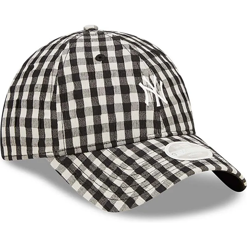cepur-izliekta-melns-regulejama-lente-9twenty-gingham-no-new-york-yankees-mlb-no-new-era