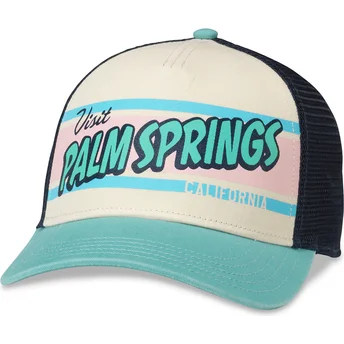 Trucker-Cap beige, marineblau und grün Snapback Palm Springs California Sinclair von American Needle