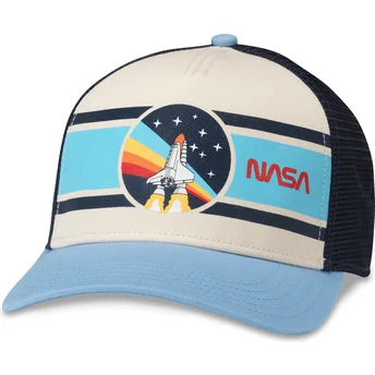 Keps trucker beige, marinblå och ljusblå snapback NASA...