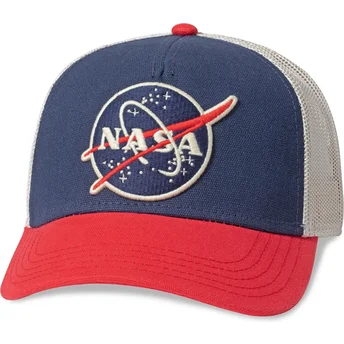 Truckerkeps marinblå, vit och röd snapback NASA Valin från American Needle