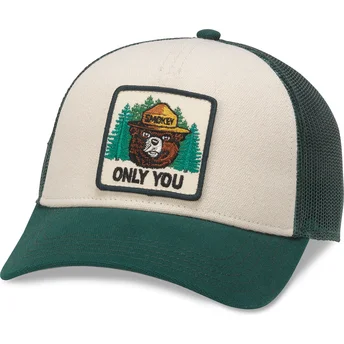 Casquette trucker beige et verte snapback Smokey Bear...