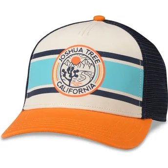 Casquette trucker beige, bleue marine et orange snapback...