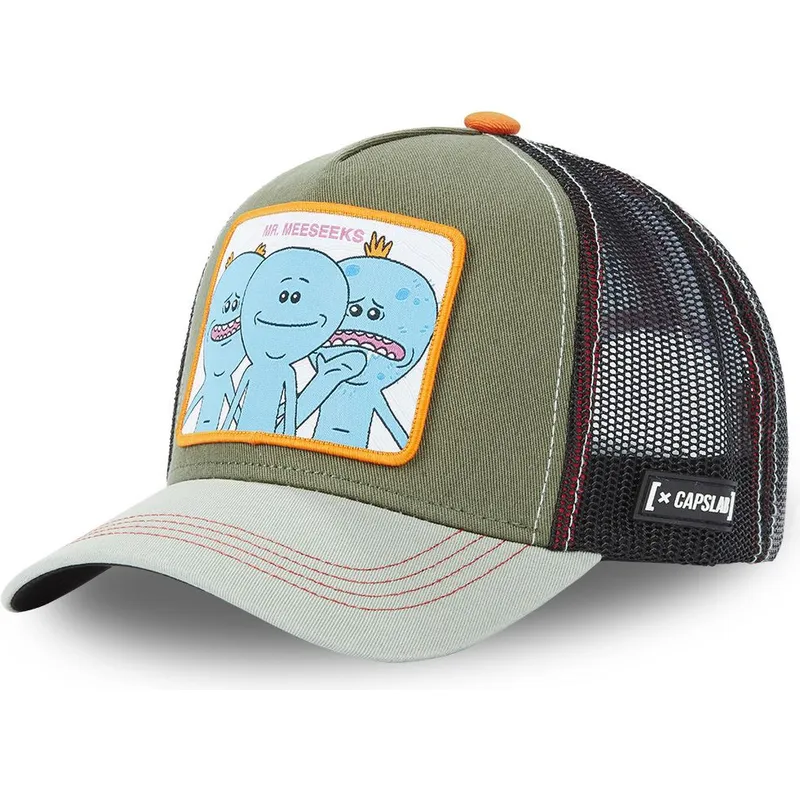 cepur-izliekta-truckeris-zals-snapback-mrm1-mr-meeseeks-riks-un-mortijs-no-capslab