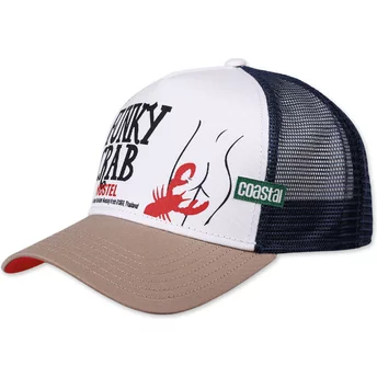 Coastal Funky Crab Hostel HFT White and Brown Trucker Hat