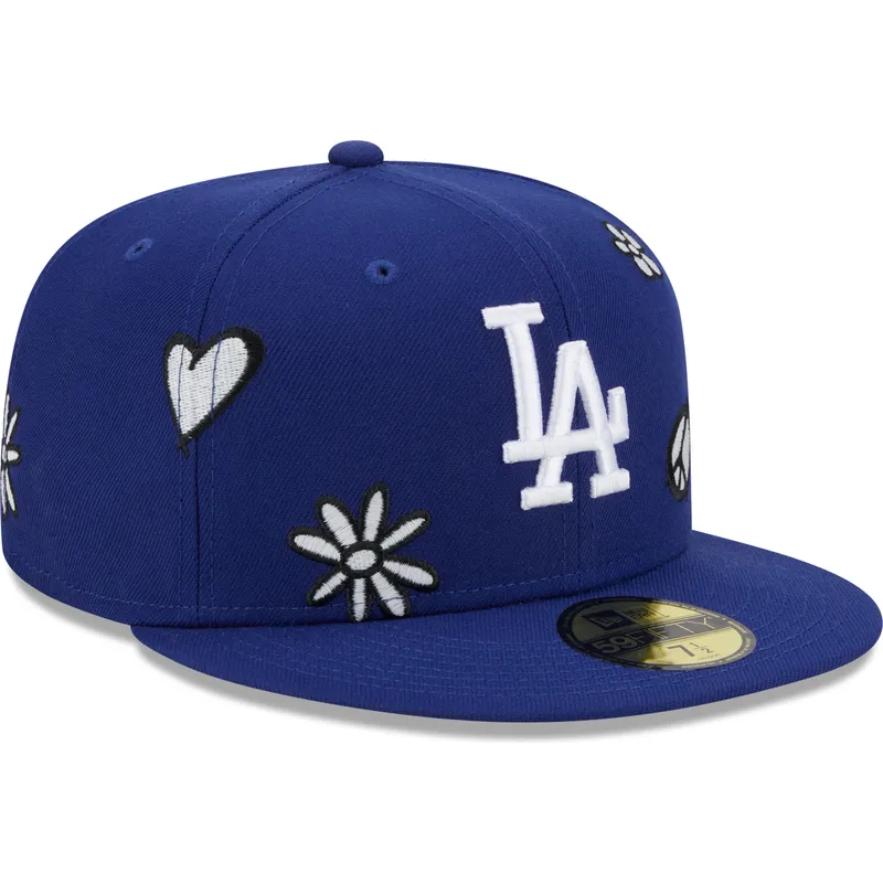 blaue-flache-fitted-kappe-59fifty-sunlight-pop-der-los-angeles-dodgers-mlb-von-new-era