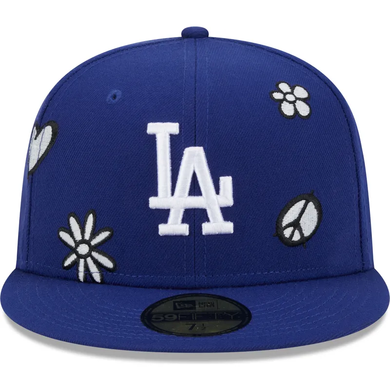 blaue-flache-fitted-kappe-59fifty-sunlight-pop-der-los-angeles-dodgers-mlb-von-new-era