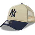 beige-und-marineblaue-trucker-kappe-9forty-a-frame-all-day-trucker-der-new-york-yankees-mlb-von-new-era