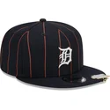 cepur-plakana-tumsi-zils-snapback-9fifty-pinstripe-visor-clip-no-detroit-tigers-mlb-no-new-era