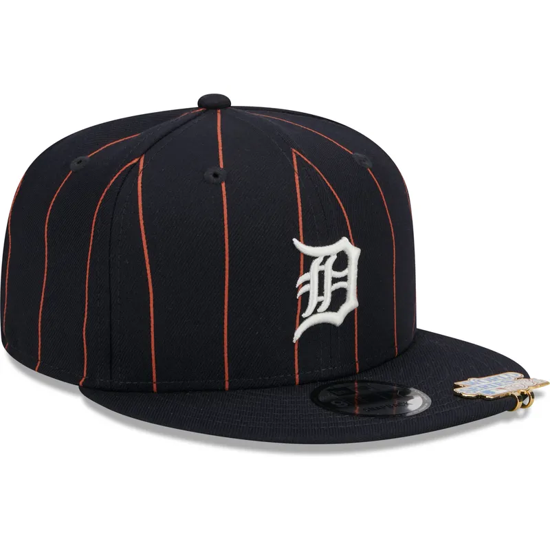 cepur-plakana-tumsi-zils-snapback-9fifty-pinstripe-visor-clip-no-detroit-tigers-mlb-no-new-era