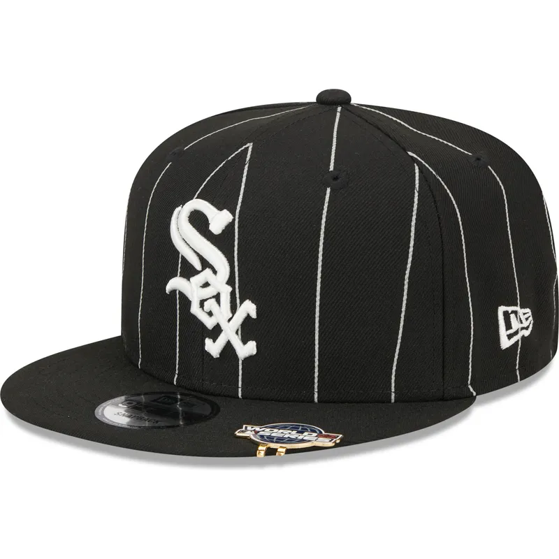 cepur-plakana-melns-snapback-9fifty-pinstripe-visor-clip-no-chicago-white-sox-mlb-no-new-era