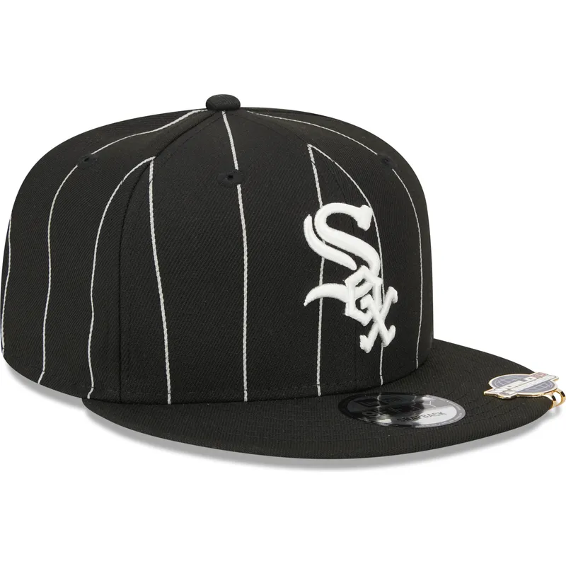 cepur-plakana-melns-snapback-9fifty-pinstripe-visor-clip-no-chicago-white-sox-mlb-no-new-era