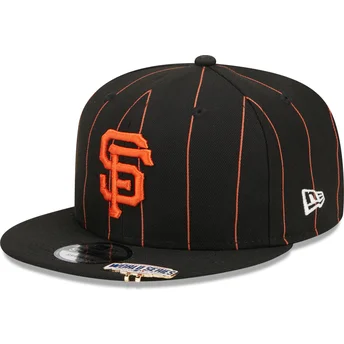 Gorra plana negra snapback 9FIFTY Pinstripe Visor Clip de San Francisco Giants MLB de New Era