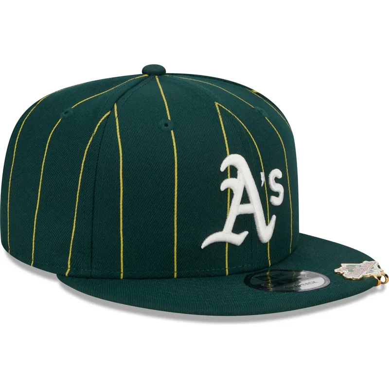 casquette-plate-verte-snapback-9fifty-pinstripe-visor-clip-oakland-athletics-mlb-new-era