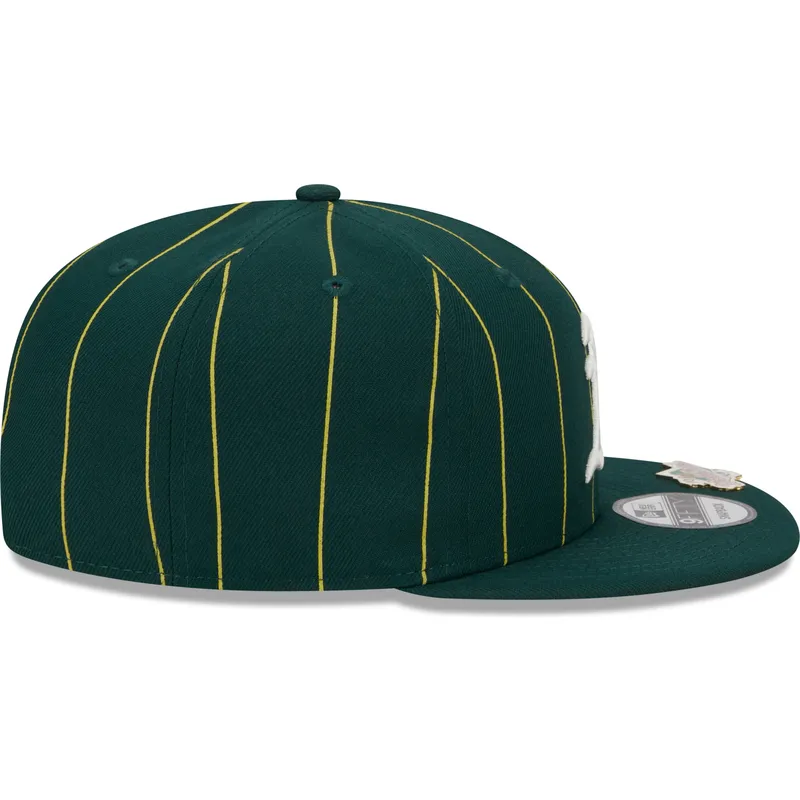 casquette-plate-verte-snapback-9fifty-pinstripe-visor-clip-oakland-athletics-mlb-new-era