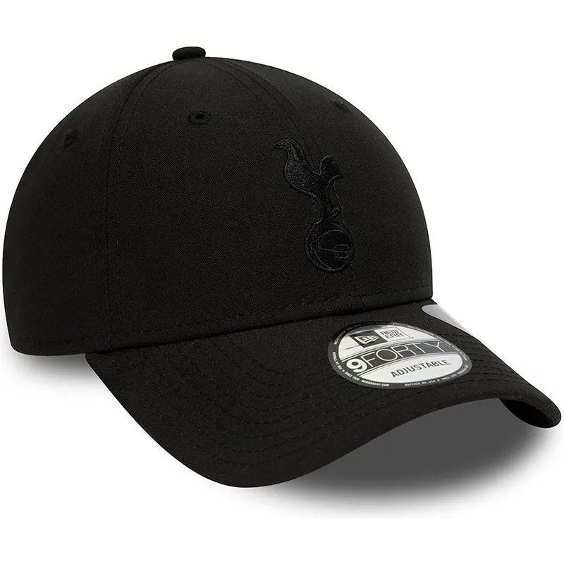 casquette-courbee-noire-ajustable-avec-logo-noir-9forty-repreve-tottenham-hotspur-football-club-premier-league-new-era