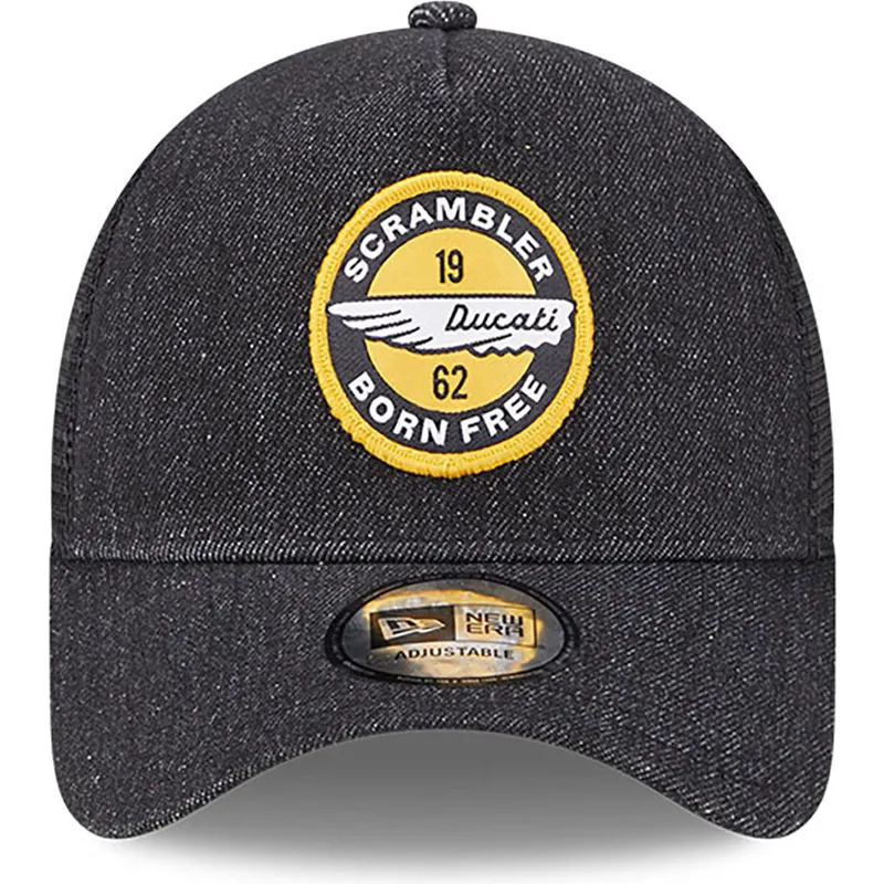 cepur-izliekta-truckeris-melns-snapback-denim-a-frame-no-ducati-motor-motogp-no-new-era