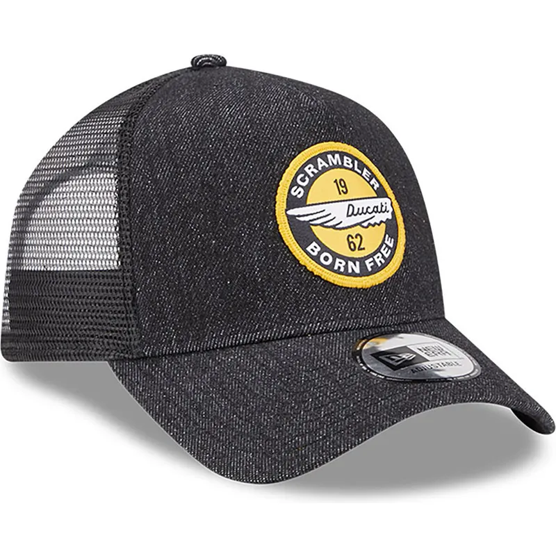 cepur-izliekta-truckeris-melns-snapback-denim-a-frame-no-ducati-motor-motogp-no-new-era