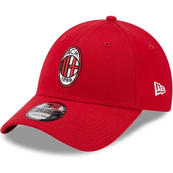 Gorra curva roja ajustable 9FORTY Core de AC Milan Serie A de New Era