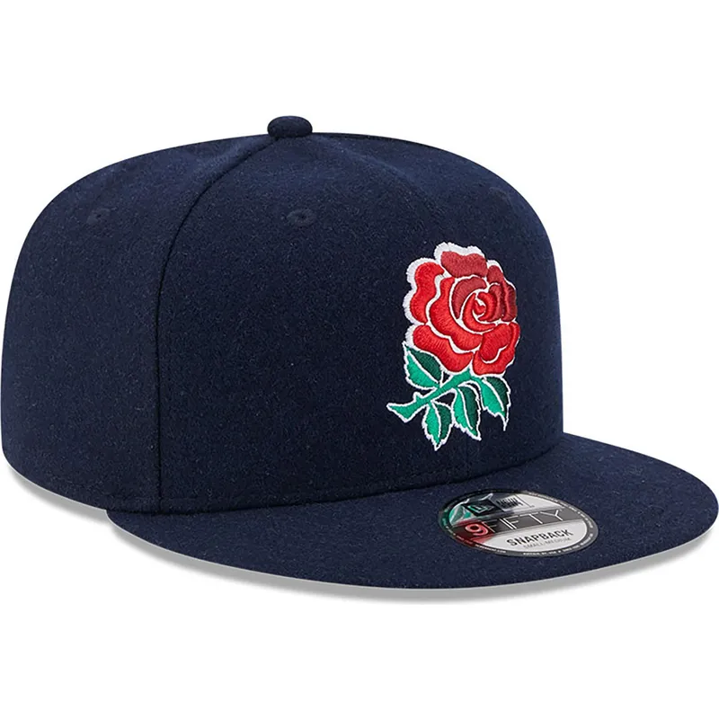 cepur-plakana-zils-snapback-9fifty-wool-no-england-rugby-rfu-no-new-era