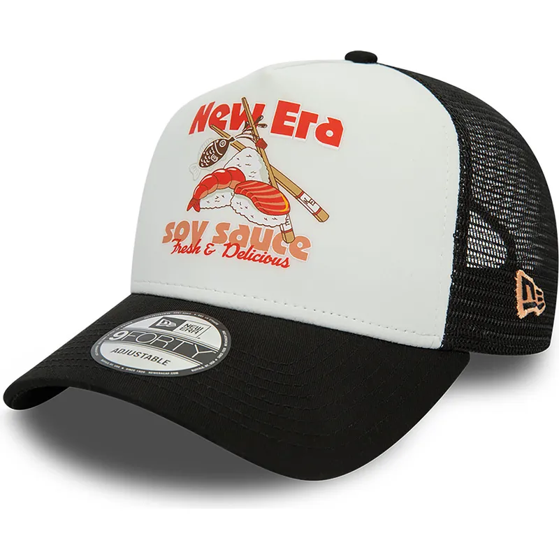 cepur-izliekta-truckeris-melns-snapback-soy-sauce-a-frame-food-no-new-era