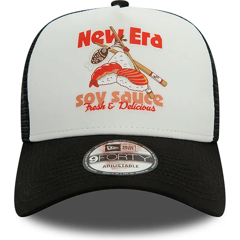cepur-izliekta-truckeris-melns-snapback-soy-sauce-a-frame-food-no-new-era
