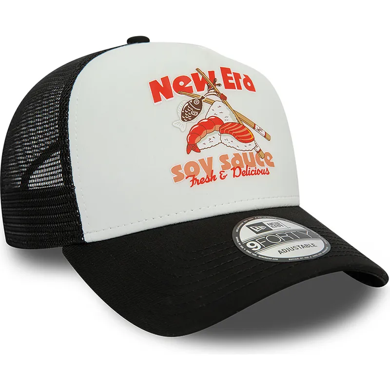 cepur-izliekta-truckeris-melns-snapback-soy-sauce-a-frame-food-no-new-era