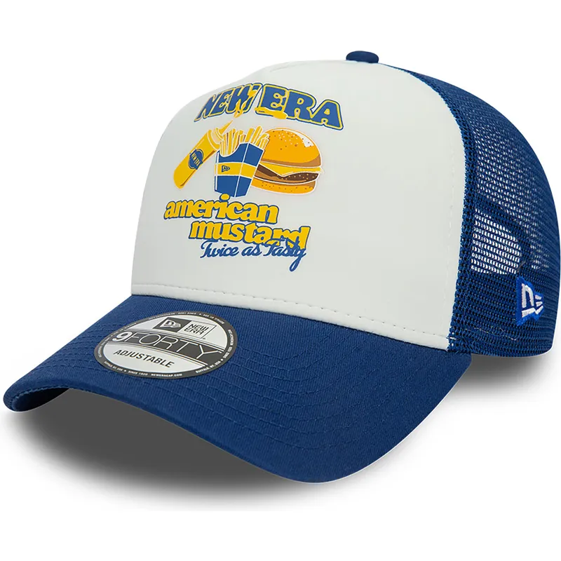cepur-izliekta-truckeris-zils-snapback-mustard-a-frame-food-no-new-era